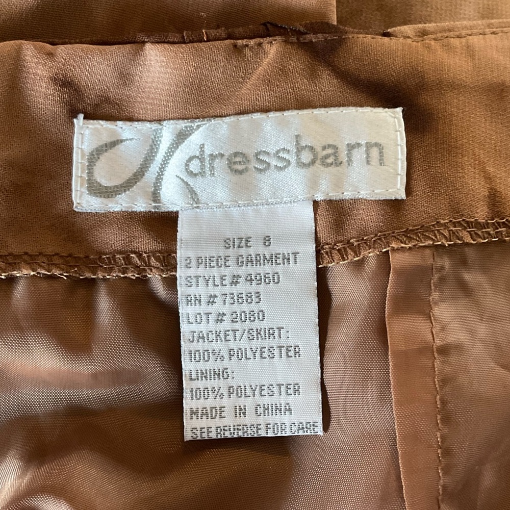 Dress Barn Vintage Brown 2-Piece Floral Short Sleeve Shirt & Skirt Set Size 8 - Picture 10 of 11